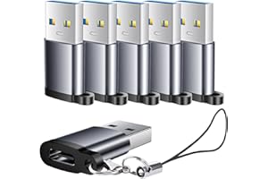BaseNew USB to C Adapter 6 Pack,USB to USBC Adapter,USB A to C Adapter,USBC to USB Adapter,USB 3.0 to USB C Female,USB-C to USB Adapter for iPhone 15 14 13,MacBook,iPad,AirPods and More,Grey