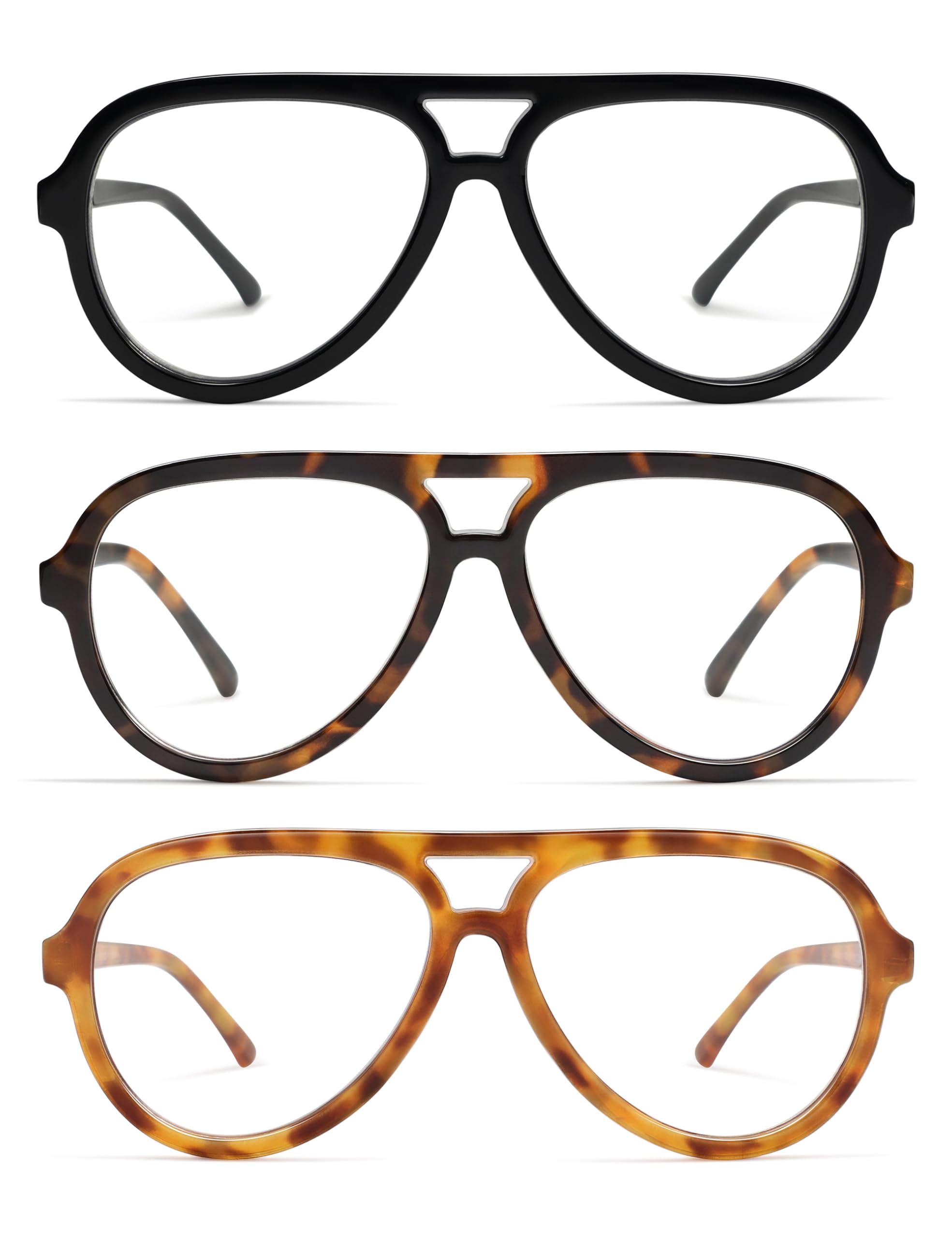 Photo 1 of AMOMOMA 3 Pack Retro Oversized Aviator Reading Glasses for Women Men,Classic Large Reader Blue Light Computer Frame AM6111 C1+C2+C9 2.00