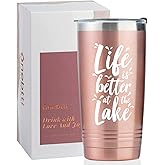 Onebttl Lake House Gifts, 20oz Insulated Tumbler, Perfect for Boat Owner/Lake Lovers - Life is Better at the Lake, Rose Gold