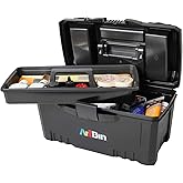 ArtBin 6918AB Twin Top 17 inch Supply Box, Portable Art & Craft Supply Organizer with Handle, [1] Plastic Storage Case, Black