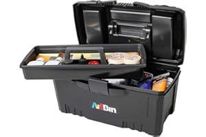 ArtBin 6918AB Twin Top 17 inch Supply Box, Portable Art & Craft Supply Organizer with Handle, [1] Plastic Storage Case, Black
