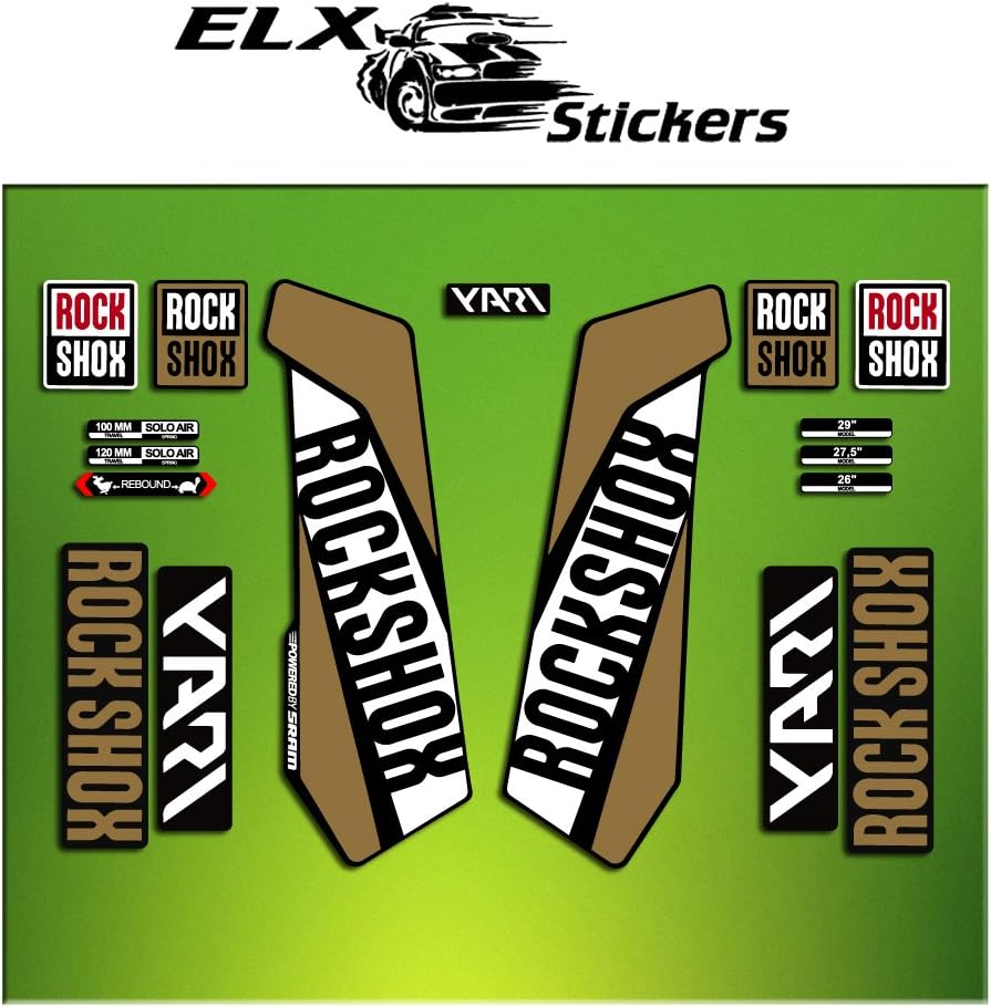 Pegatinas HORQUILLA ROCK SHOX YARI 2016 ELX30 STICKERS AUFKLEBER AUTOCOLLANT DECALS BICICLETA CYCLE MTB BIKE 29" ORO/GOLD