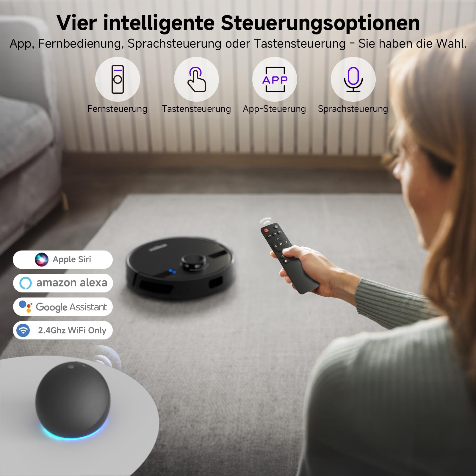 MONSGA Saugroboter mit Wischfunktion, 3.5L Staubsauger Roboter mit Absaugstation, 5000Pa Saugkraft, 180Min Laufzeit, LiDAR Navigation, Starke Saugkraft ideal für Teppich und Tierhaare, APP Steuerung 7