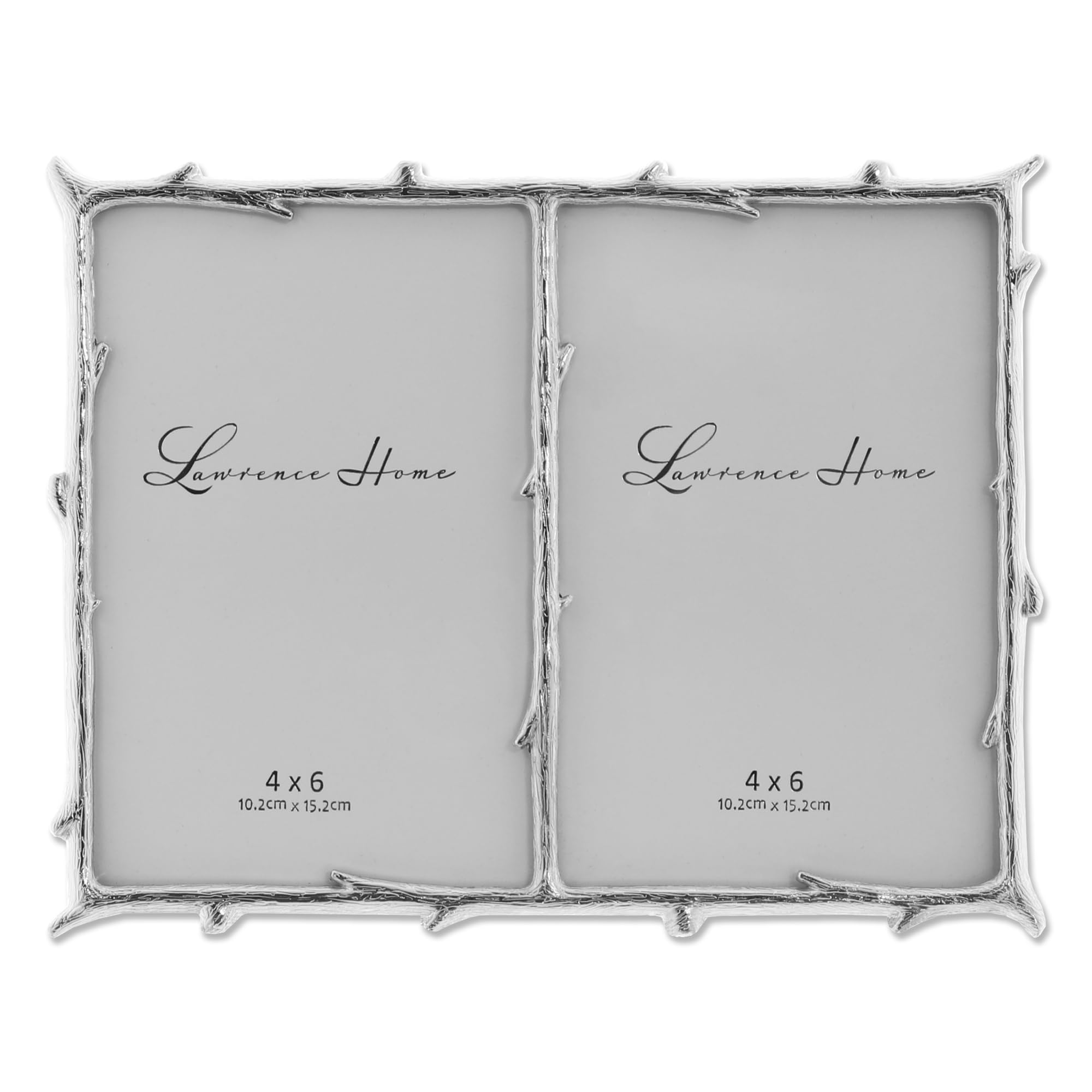 Lawrence Frames Metal Frame, Branch Design, Silver, 4x6 Double Image Lawrence Frames Metal Frame, Branch Design, Silver, 4x6 Double Image