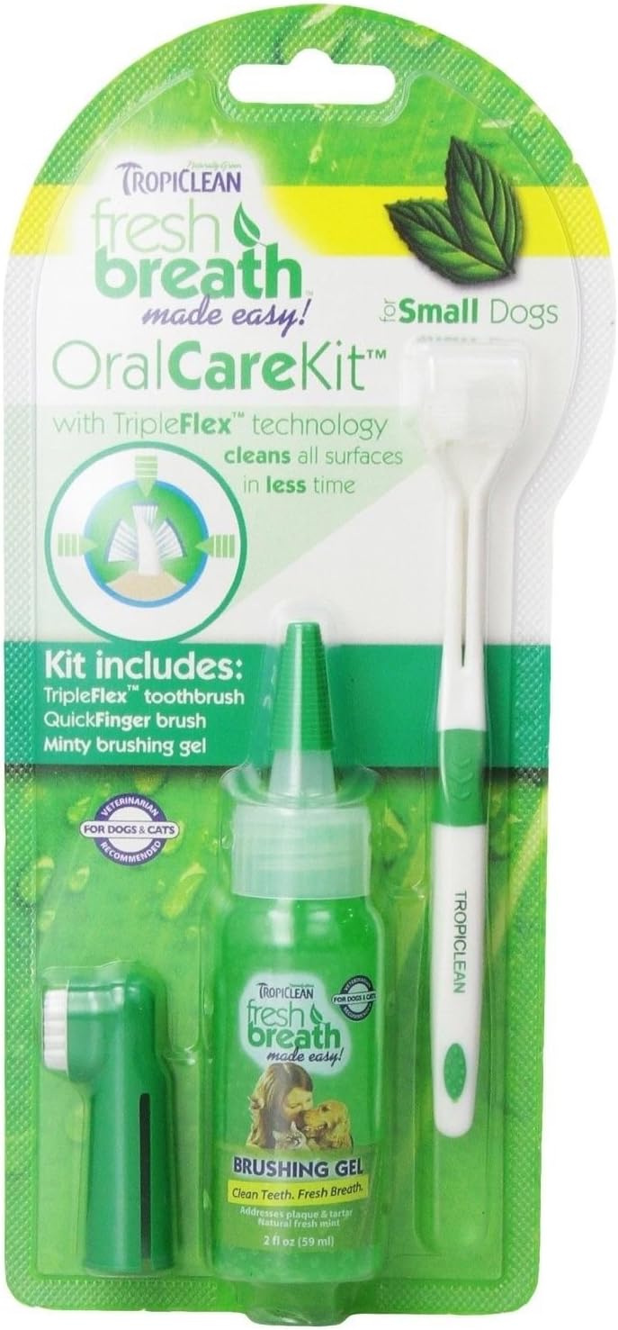 TropiClean Fresh Breath Small Dog, Puppies Oral Care Kit Remove Tooth Plaque & Attack Tartar
