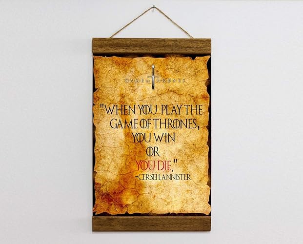 Amazon Com Game Of Thrones Quote When You Play The Game Of Thrones You Win Or You Die Man Cave Wood Framed Canvas Print Prefect Gift B187s Handmade