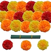 YGbridge Marigold Artificial Flowers, 60Pcs Marigolds Faux Flower, Fake Marigolds Silk Flowers for Day of The Dead, Diwali, Dia De Los Muertos Decoration, Ofrenda Decor (Orange, Yellow, Red, 60Pcs)