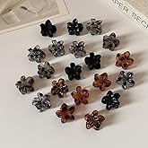 CUBACO Mini Flower Hair Clips 20 Pcs 0.79" Cute Small Flower Hair Clips for Women/Girls Mini Claw Clips for Thick/Thin Hair Neutral Leopard Color Tiny Hair Styling Accessories Christmas Gifts