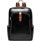 BOSTANTEN Leather Laptop Backpack for Women,15.6 inch Computer Backpack Purse College Daypack Work Travel Bag Black-brown