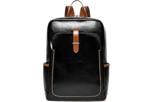 BOSTANTEN Leather Laptop Backpack Purse Casual College Casual Bags Daypack Black
