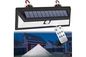 DZGKGM Magnetic Solar Outdoor, RV Light with Motion Sensor, 118 LED Waterproof Solar Security Light, Magnets Wireless Wall & Fence Lamp with Remote, Easy Install for RV, Garage, Driveway, Porch, Yard
