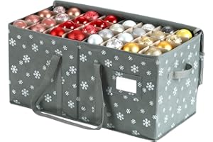 Christmas Ornament Storage Box with Zippered Closure Store Up to 128 Pcs-3"Ornaments Christmas Balls Storage Organizer Chest 
