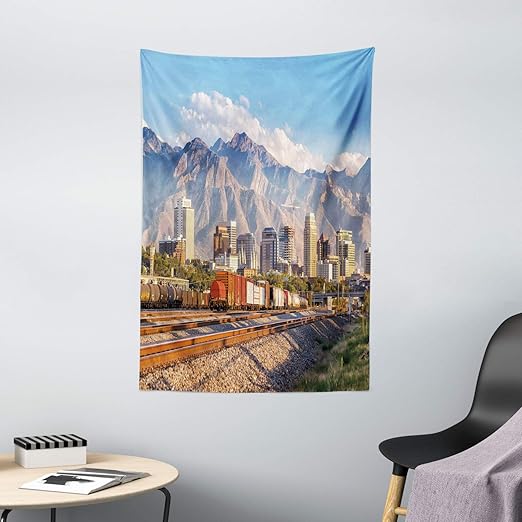 Amazon Com Ambesonne Landscape Tapestry Downtown Salt Lake City