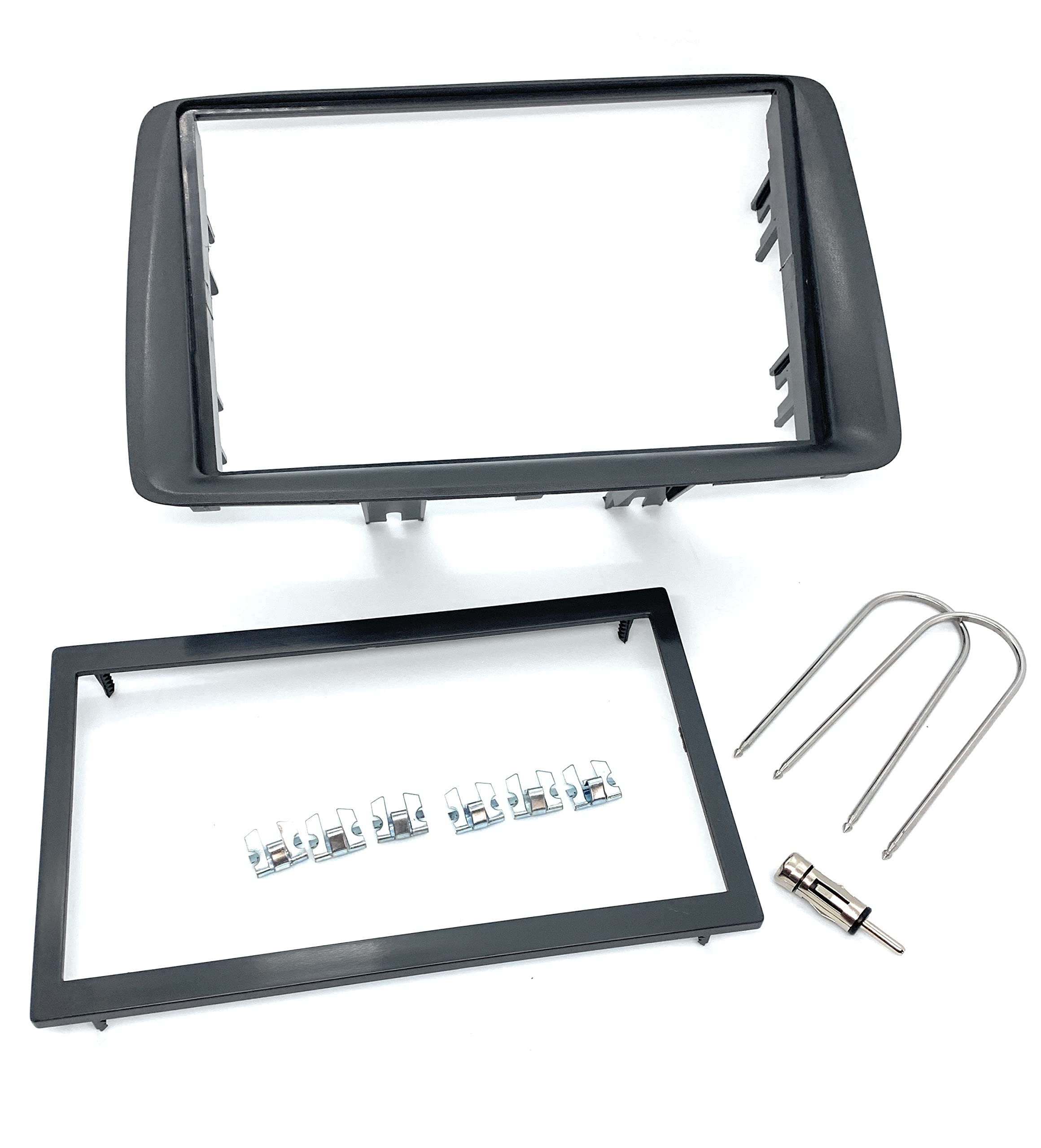 Sound-way Double DIN Car Radio Frame Installation Kit, 2 DIN Front Panel Frame, Antenna Adapter, Release Keys, Compatible with Fiat Panda (169) 2002-2012