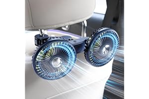 DICMKY Dual Head Car Cooling Fan for Back Seat, Battery Powered Rechargeable Usb Car Seat Headrest Fan for Baby Rear Facing, Summer Car Accessories Cooler That Blow Cold Air for Sedan Suv Rv Truck