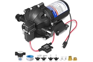 DEEKOOL EF5500-BOX 12V Sprayer Pump, Soft Wash Pump, 5.5GPM 60 PSI Diaphragm Pump, Pressure Switch and Self-Priming, Chemical and Corrosion Resistant for Agricultural Spraying, Soft Wash System, RV, Boats