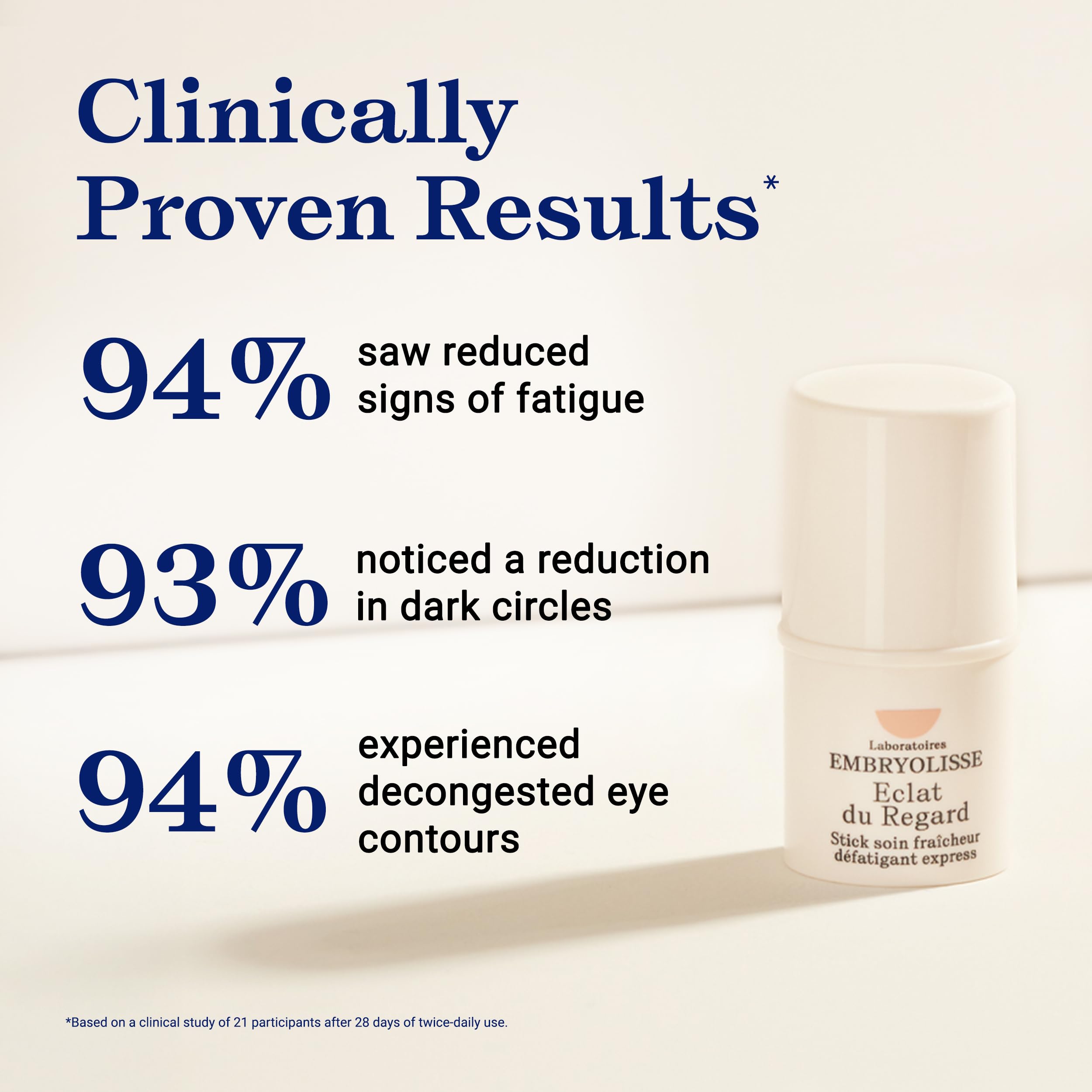 Embryolisse Radiant Eye Stick for Dark Circles & Puffiness, Cooling Under Eye Makeup Primer with Aloe Vera, Vegan, Fragrance-Free, 0.15 Fl Oz