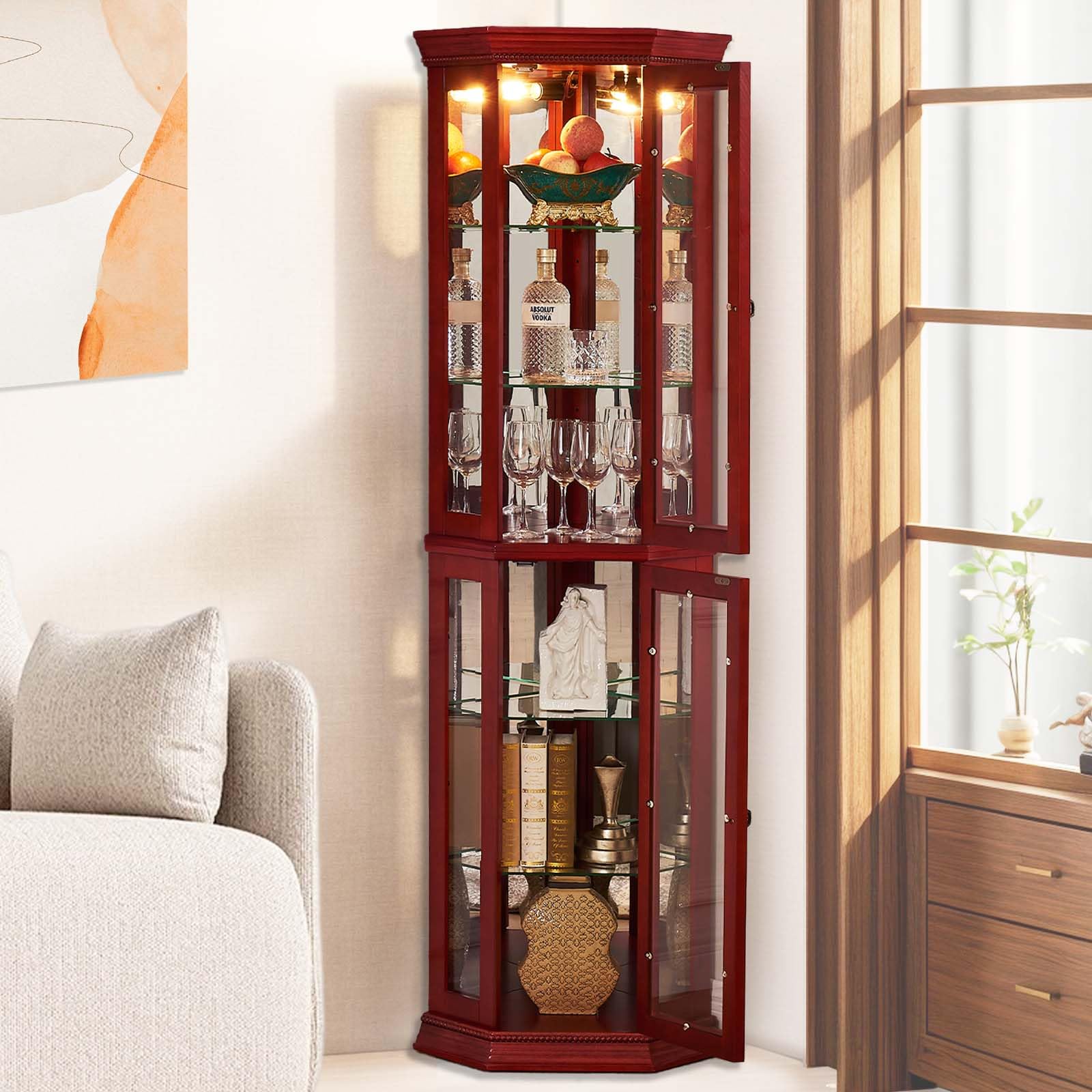 Firscook Curio Cabinet, Corner Curio Cabinet with