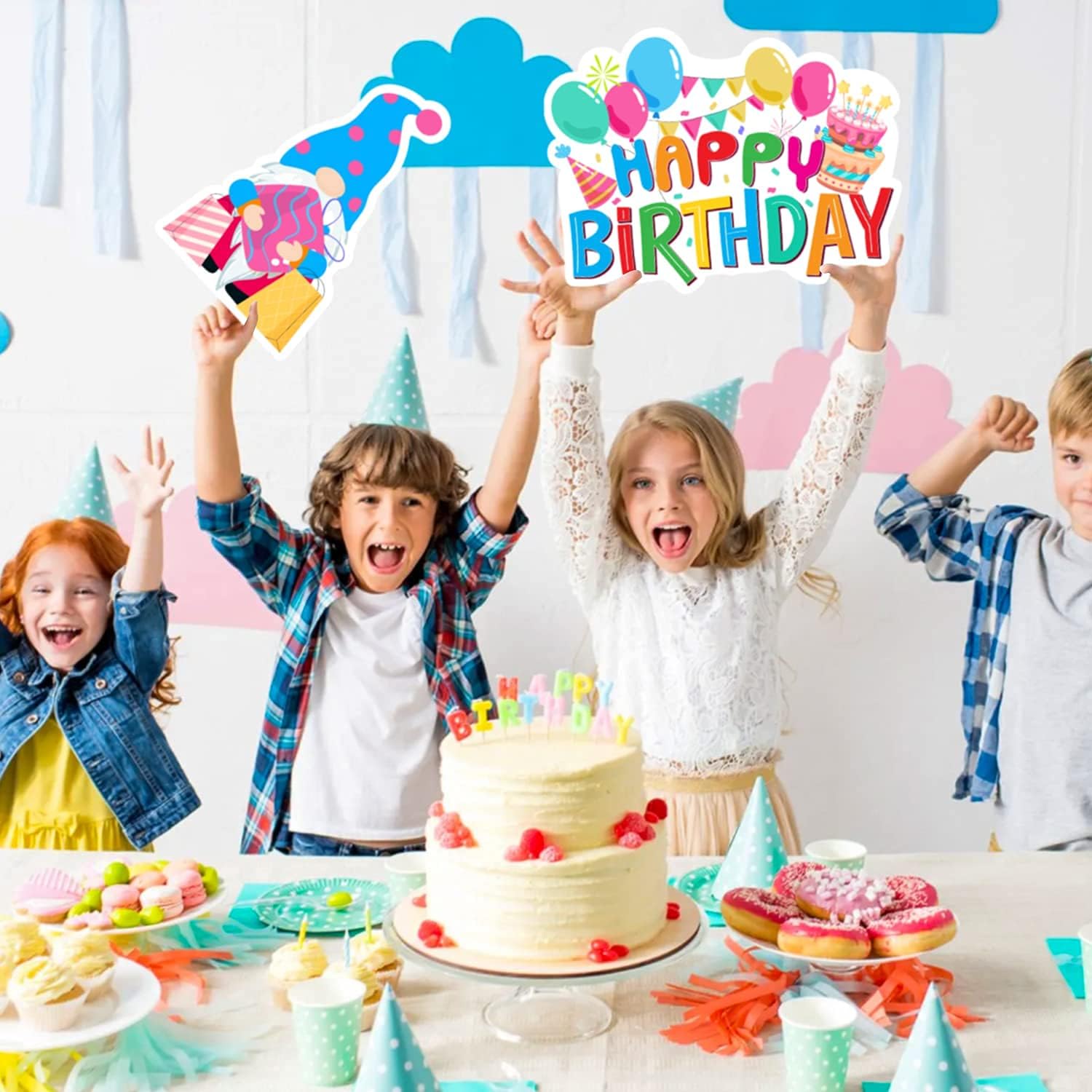 WATINC 5Pcs Happy Birthday Gnomes Yard Signs with Plastic Stakes Single Sided Printing Waterproof Birthday Cake Gnome Balloons Ribbons Gift Bday Party Decorations Supplies for Outdoor Lawn Garden : Garden & Outdoor