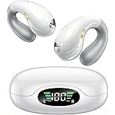 Boytond Ultra Open Ear Earbuds - Ergonomic Clip-On Earbuds, Bone Conduction Over-The-Ear Headphones with Waterproof Design and Secure Fit for Small Ears, Snow White