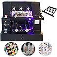 UV Printer A4 UV DTF Printer Machine Higher Resolution UV Printer Machine with Vacuum Platform and Bottle Holder for Phone Case Glass Cups Stickers Wood Acrylic Leather ABS PVC (A4 UV XP600)