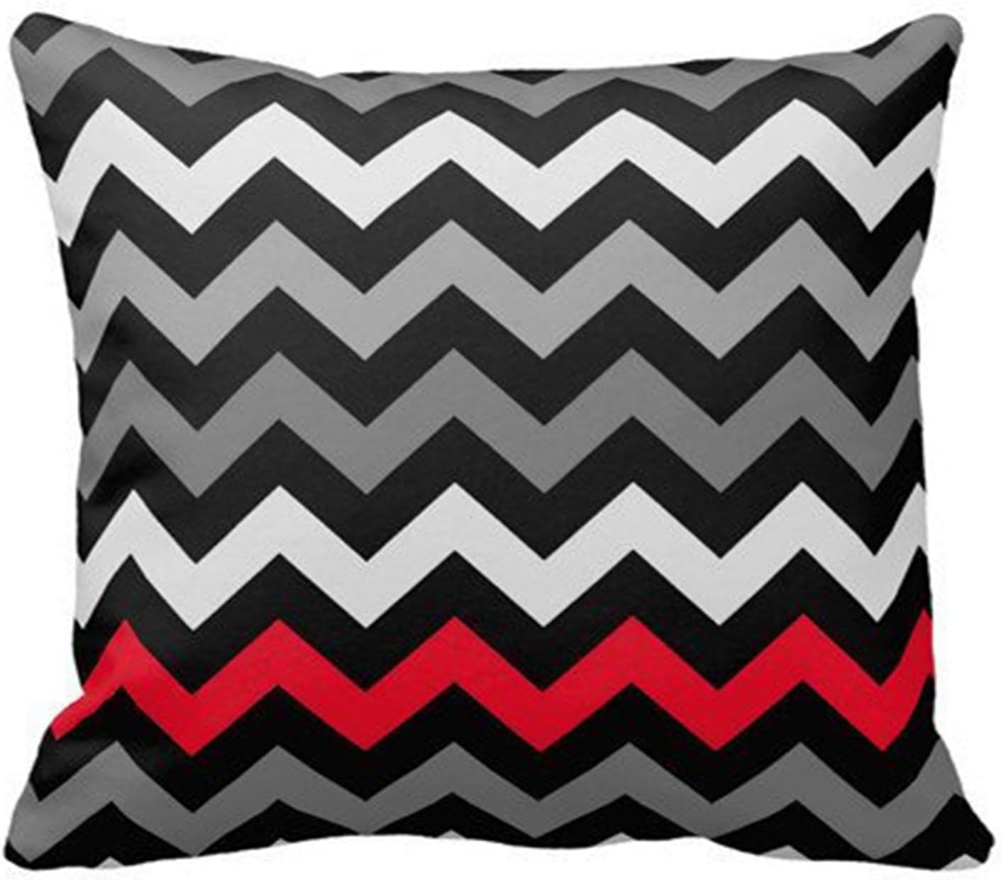 SIXSTARS Black & White Chevron with Red Stripe Throw Pillow Personalized 18x18 Inch Square Cotton Throw Pillow Case Decor Cushion Covers