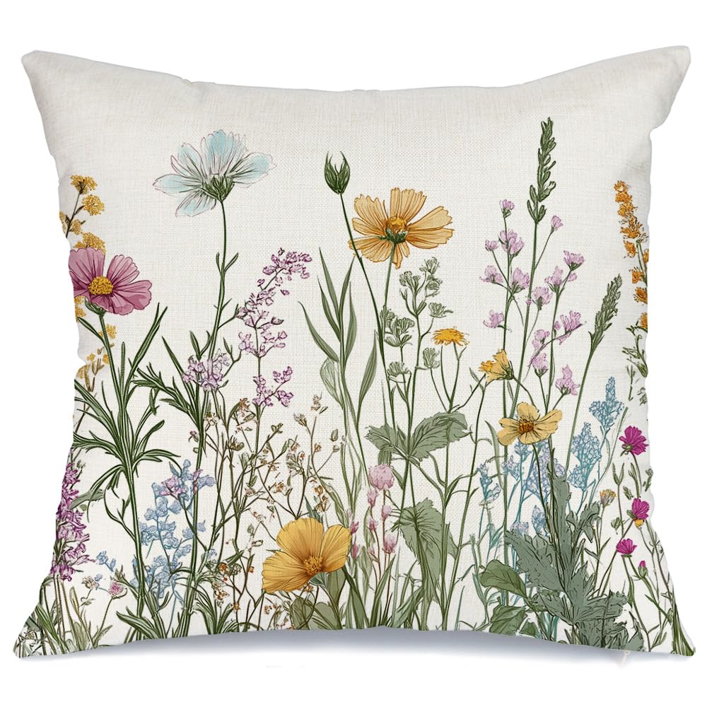 AACORS Spring Pillow Cover 16x16 Inch Flower Decoration Pillow Case Seasonal Decor for Home Sofa Couch