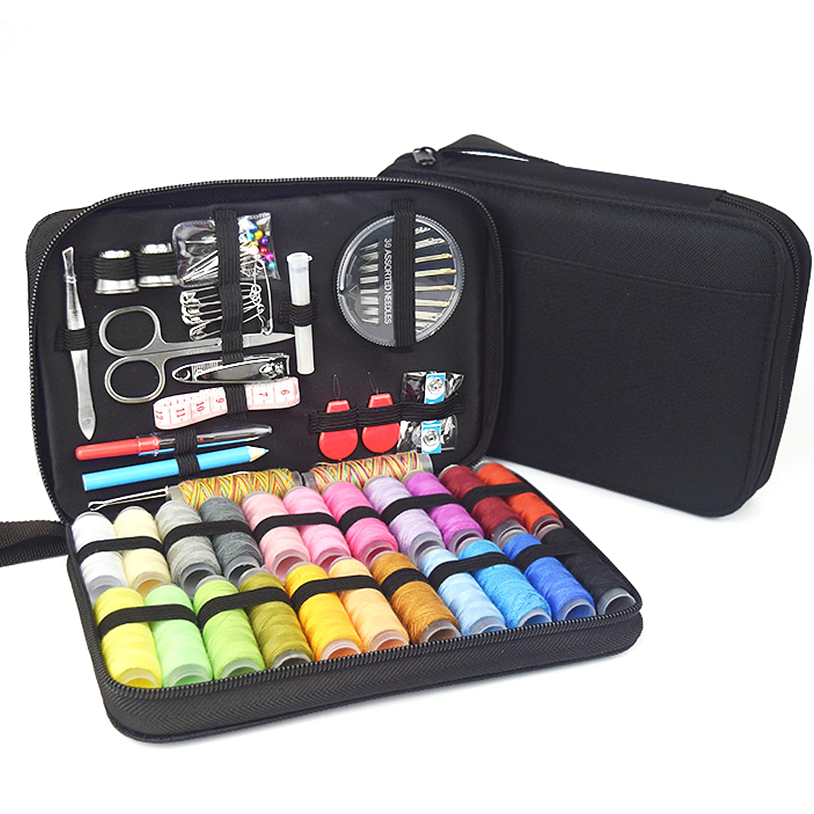 Noa Home Deco - Sewing Set 97 Pieces Sewing Accessories, 24 spools of Thread, Complete Mini Sewing kit for Beginners, Travellers, Relatives and Friends, NHD-NNS-97-B, Black