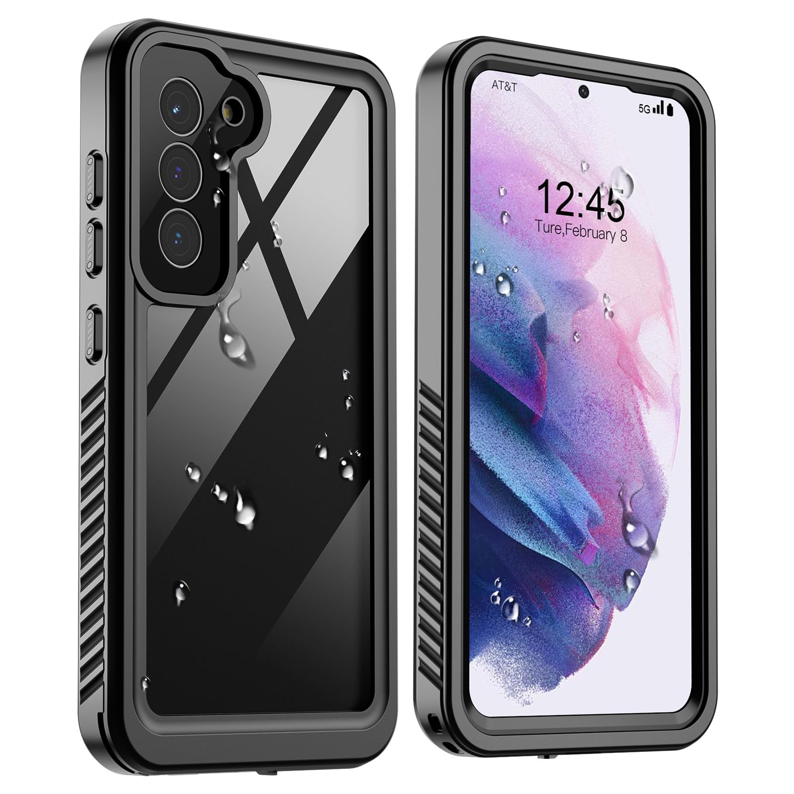 Photo 1 of zapica Designed for Waterproof Samsung Galaxy S21 Case, Built-in Camera & Screen Protector [IP68 Waterproof] [Military Drop Proof] Full Body Protective Phone Case for Galaxy S21, Black/Clear