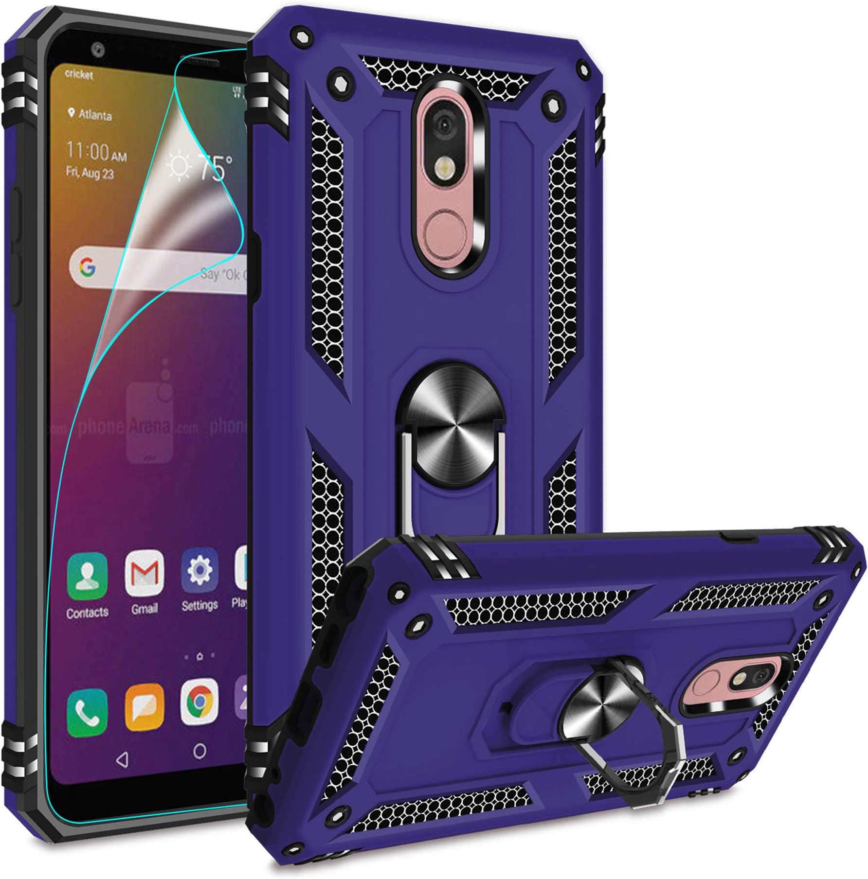 GritupCompatible for LG Stylo 5 Case, LG Stylo 5 Plus Case, LG Stylo 5V Case with HD Screen Protector, Military-Grade Protective with Magnetic Kickstand Ring Phone Case for LG Stylo 5X Purple