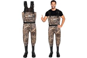 8 Fans Hunting Waders with 1000G Insulation Rubber Boots, Neoprene Chest Wader, Waterproof Bootfoot Waders for Men & Women