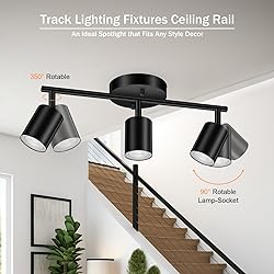 LED Track Lighting Fixtures Ceiling, Black 3-Light