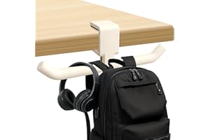 ERAYUES 80-lb Heavy-Duty Bag Hook for Desk or Table,Adjustable Purse Hanger,Purse Hook,Backpack Holder for Table & Handbag Hanger,Space-Saving Organizer for Classroom, Dorm Office,Home,and Cafe Tables (White)