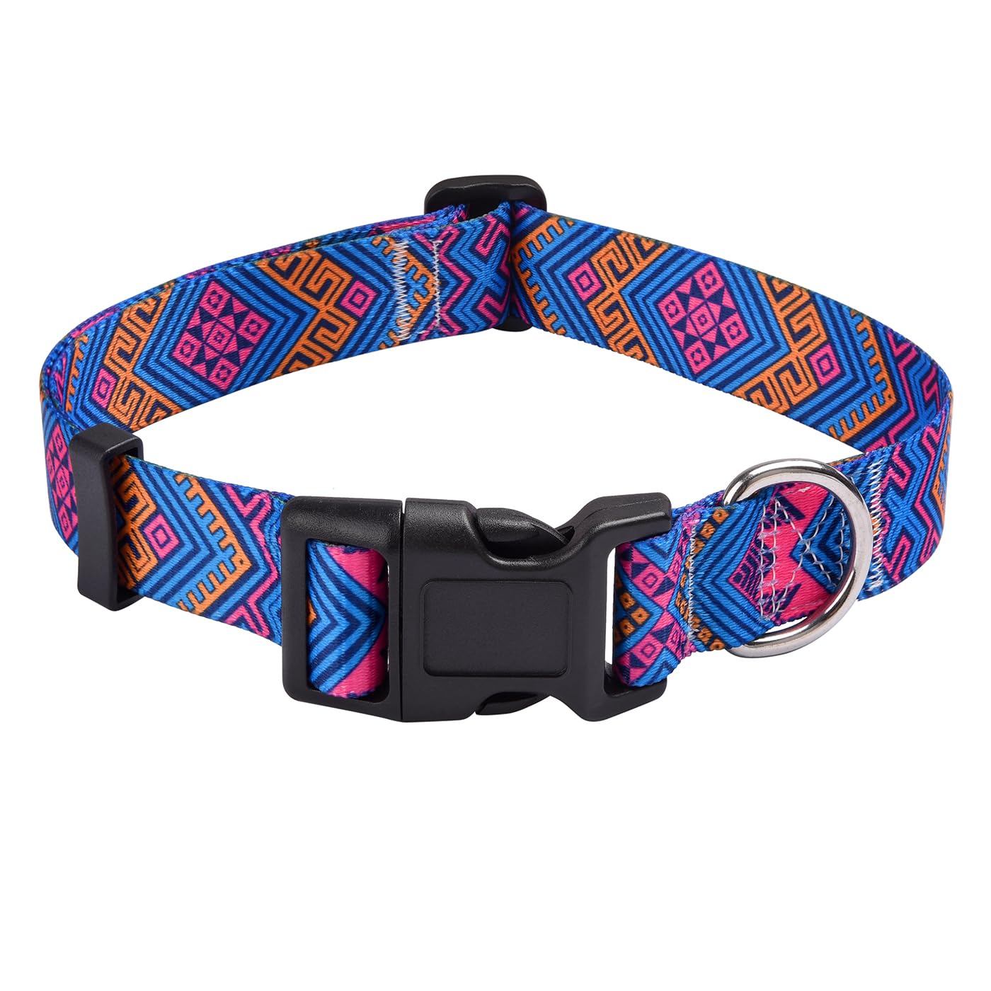Mihqy Dog Collar with Bohemia Floral Tribal Geometric Patterns - Soft Ethnic Style Collar Adjustable for Small Medium Large Dogs(Orange Ethnic Style,S) — image 1