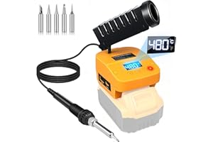 Fiihio Cordless Soldering Station Compatible with Dewalt 20V Battery, Portable Electric Soldering Iron Station LCD Display with USB & Type-C, Battery Powered Soldering Kit for DIY, Appliance Repair