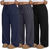 Evervibe 3 Pack Women's Plus Size Pants, Drawstring Wide Leg High Waist Sweatpants Loose Casual Lounge Pants with Pockets