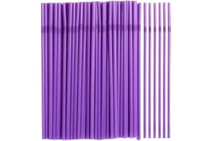 YAOSHENG 200pcs Plastic Purple Straw 8.26" x 0.2"Solid Colors Flexible Drinking Straws, Plastic Disposable Bendy Straws (Purp