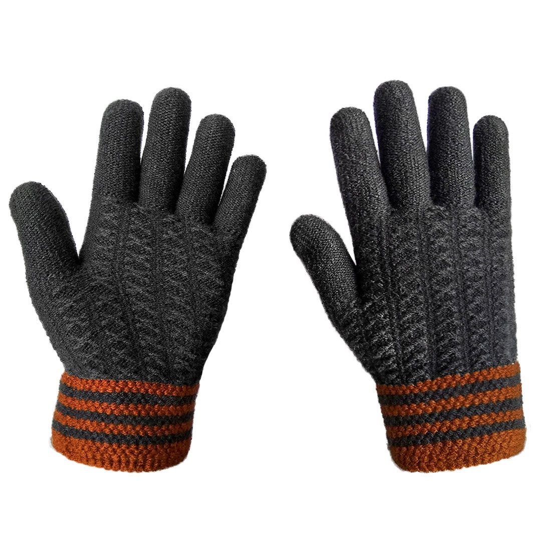 Mens Thick Unique Winter Knit Gloves with Warm Wool Lining Gray very