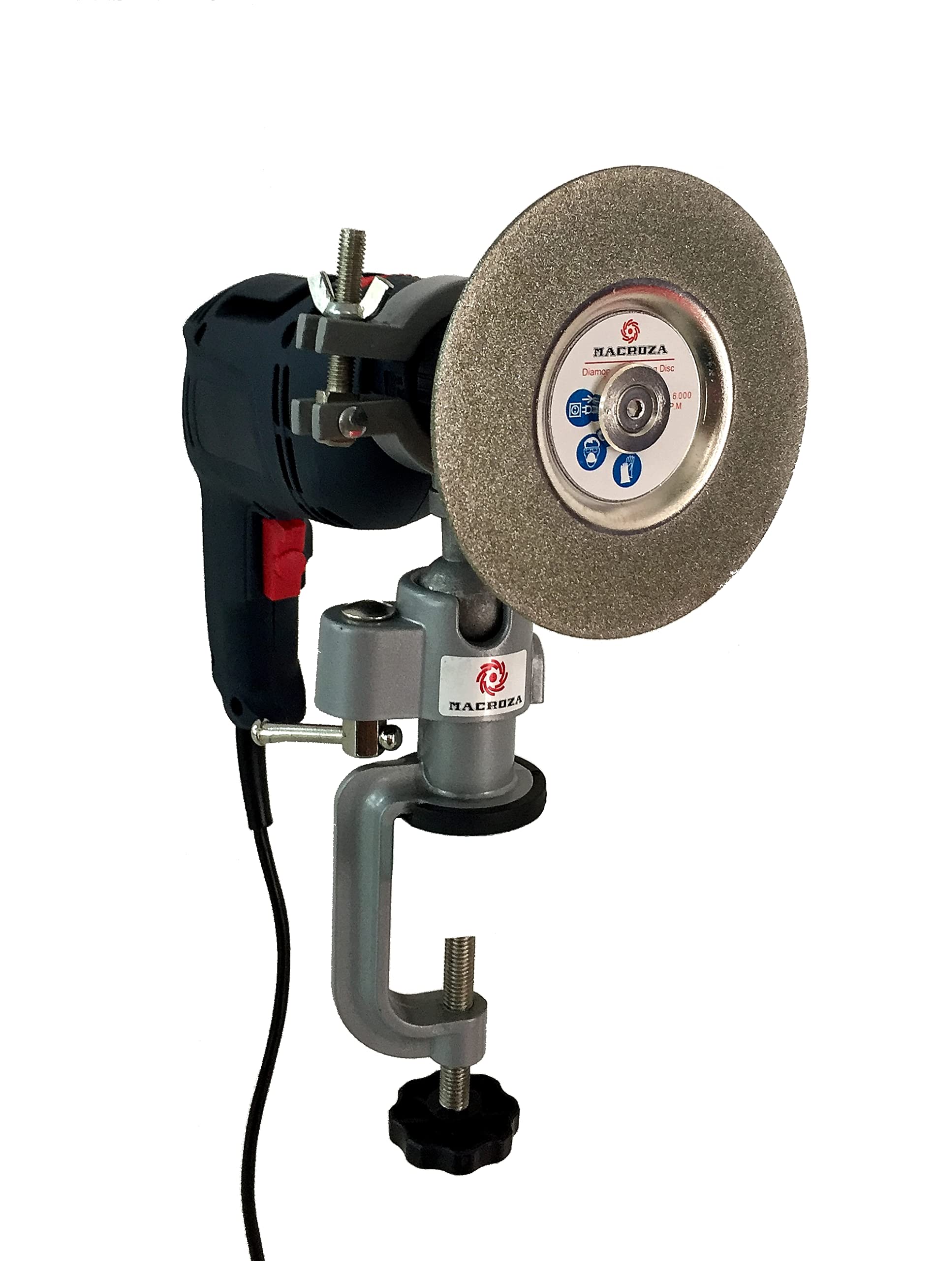 MACROZA Sharpening Mill Kit - Double Sided Diamond Disc Sharpener - Universal Drill Bracket for Sharpening All Tools