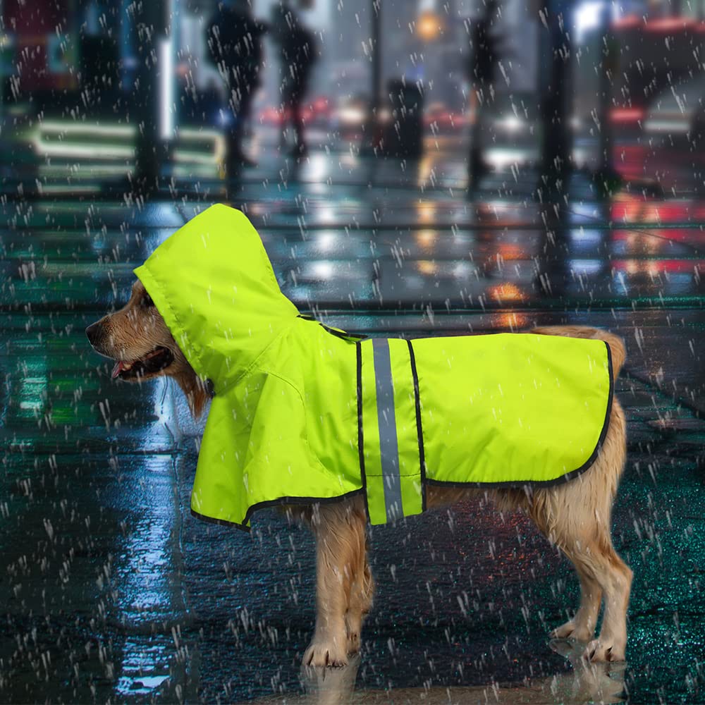 Candofly Dog Raincoat Hooded Poncho - Adjustable Waterproof Dog Rain Jacket Lightweight Reflective Dog Rain Coat Pet Slicker for Small Medium Large Dogs (Green, Medium)