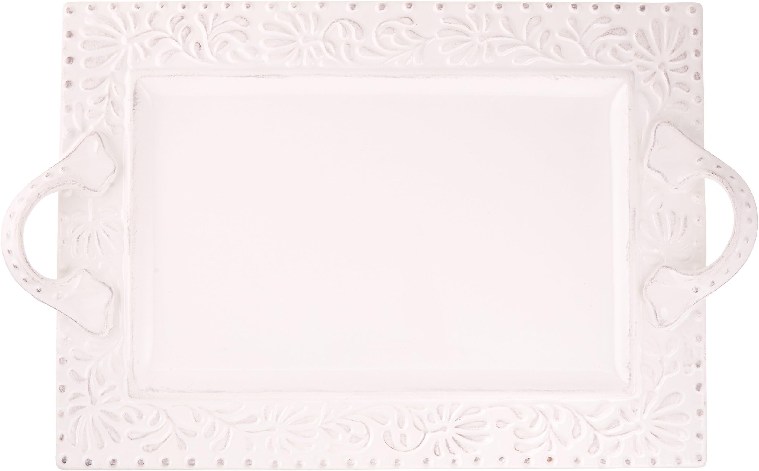 American Atelier Bianca Leaf Rectangle Platter