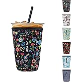 FVRYOG Reusable Insulated Neoprene Iced Coffee Sleeves for Iced Coffee Cups, Coffee Coolies sleeves for Iced & Hot Drinks