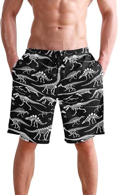 mens black and white swim trunks