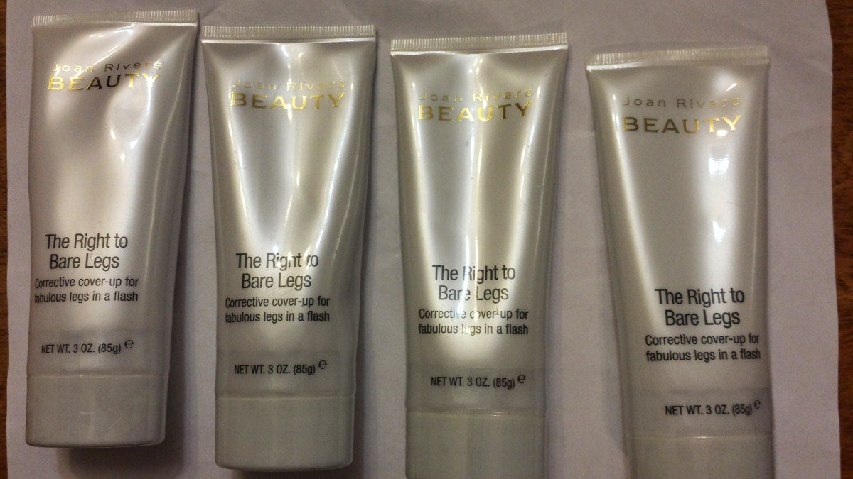 Joan Rivers Right To Bare Legs MEDIUM COLORED Four (4) Pack - New & Sealed Leg Cream Covers Imperfections Instantly - Including Bruises, Spider Veins, Vericose Veins, Scars and Tattoos - Blends Easily for Perfect Coverage - Plus Water-Proof, Smudge-Proof and Will Not Transfer Off