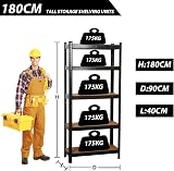 GadgetHaven 5 Tier Garage Shelving Unit Heavy Duty Steel 90x40x180 cm Black view 2
