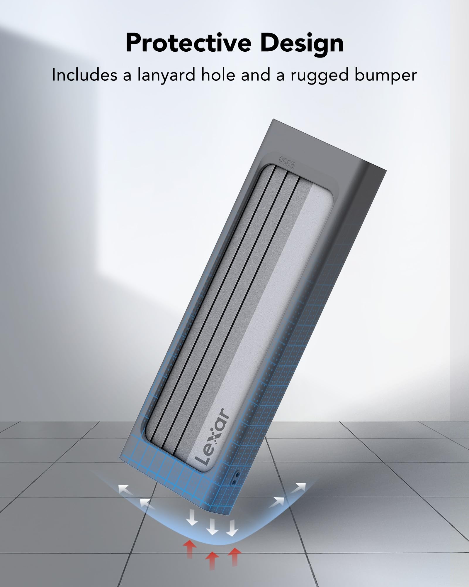 Lexar M.2 NVMe SSD-Gehäuse mit USB-C-Adapter, NVMe-Gehäuse mit 10 Gbit/s USB 3.2 Gen 2 für PCIe NVMe M-Key/M+B-Key-SSDs, externes M.2-SSD-Gehäuse in den Größen 2230/2242/2260/2280 5