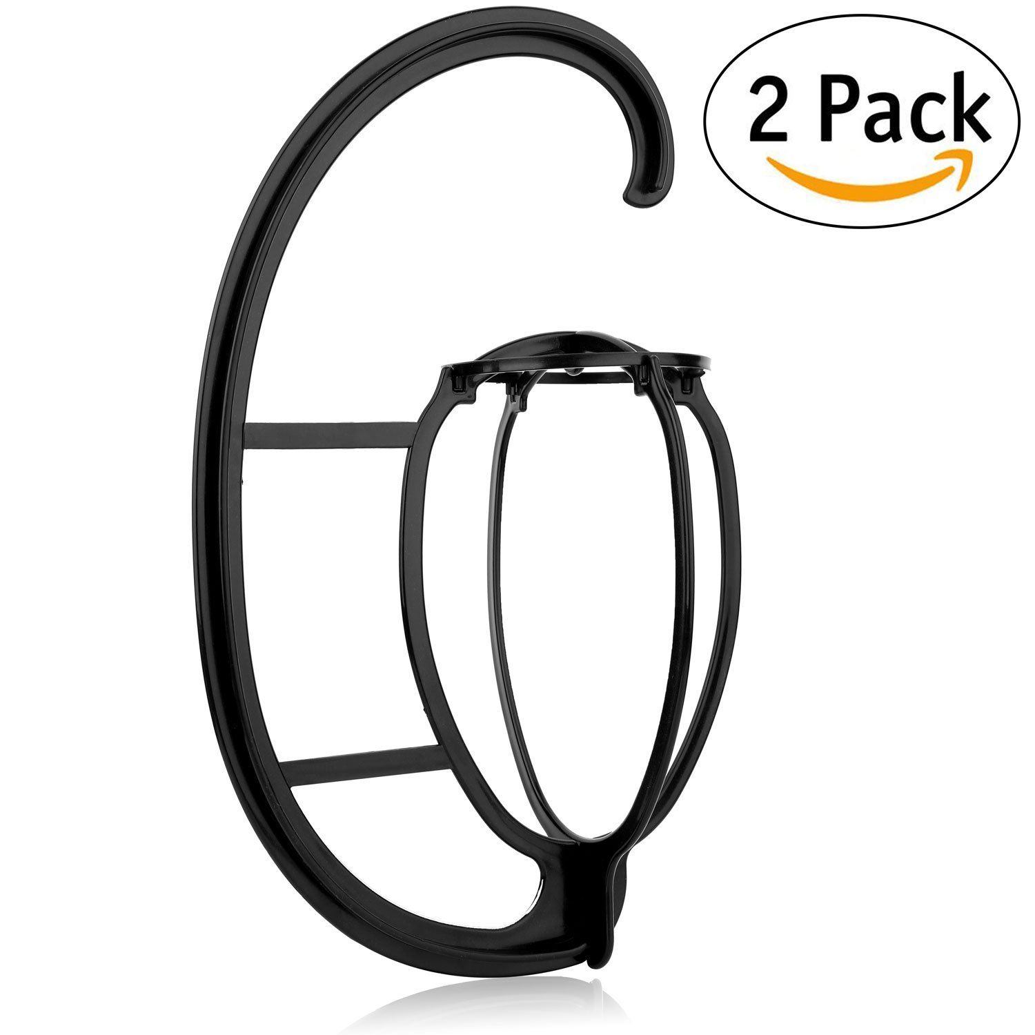 eNilecor 2 Pack Wig Hanger,Portable DIY Hair Hanger Collapsible Wig Hat Cap Holder Stand Display Tool Wig Dryer for All Wig (Black)
