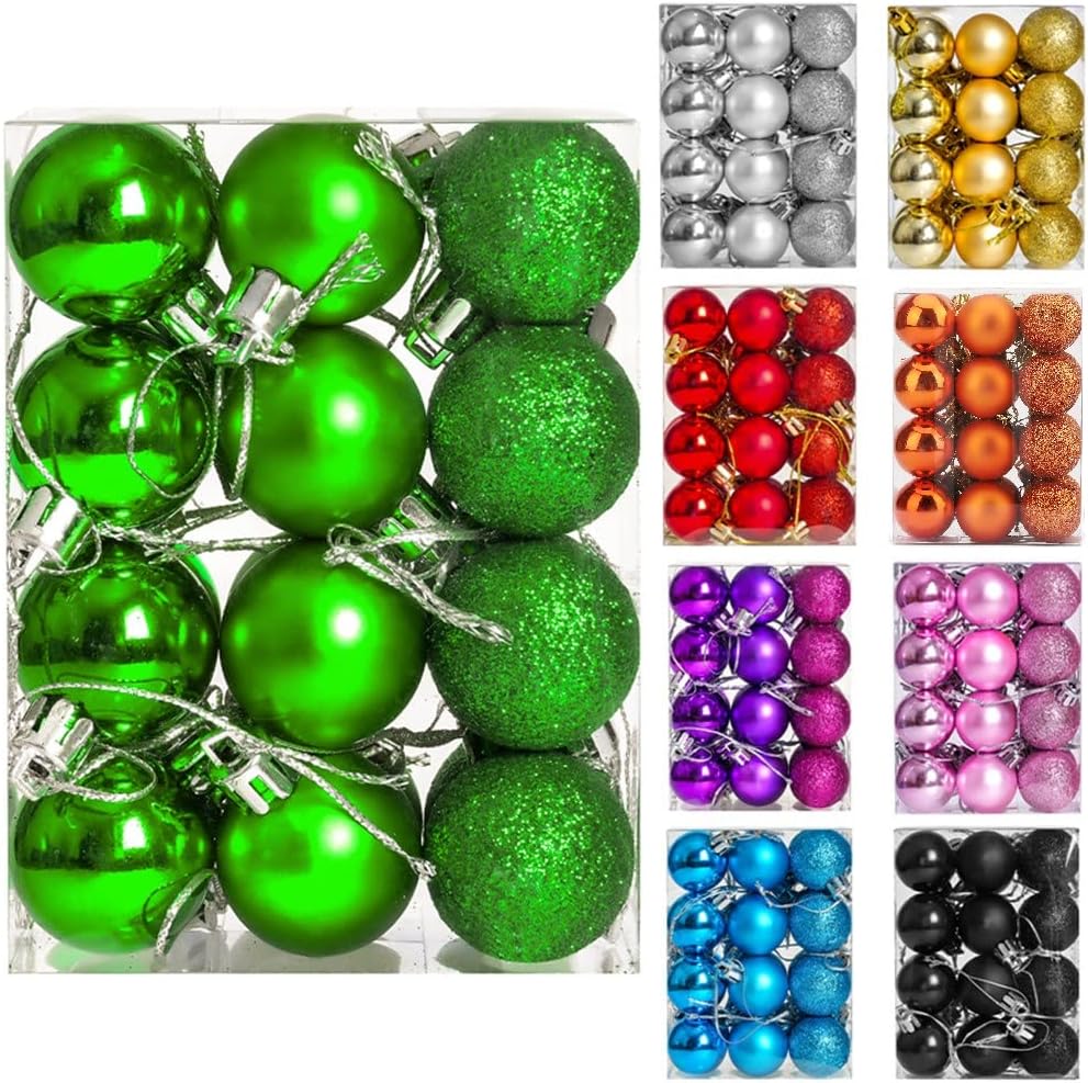 Ornaments - ZYBenda 24Pcs Shatterproof Shiny and Polshed Glossy Christmas Tree Ball Ornaments Decorations - Christmas Hanging Balls for Holiday Wedding Party Decoration (1.2