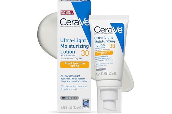 CeraVe Ultra-Light Moisturizing Lotion With SPF 30, Daily Face Moisturizer with SPF, Formulated with Hyaluronic Acid & Cerami