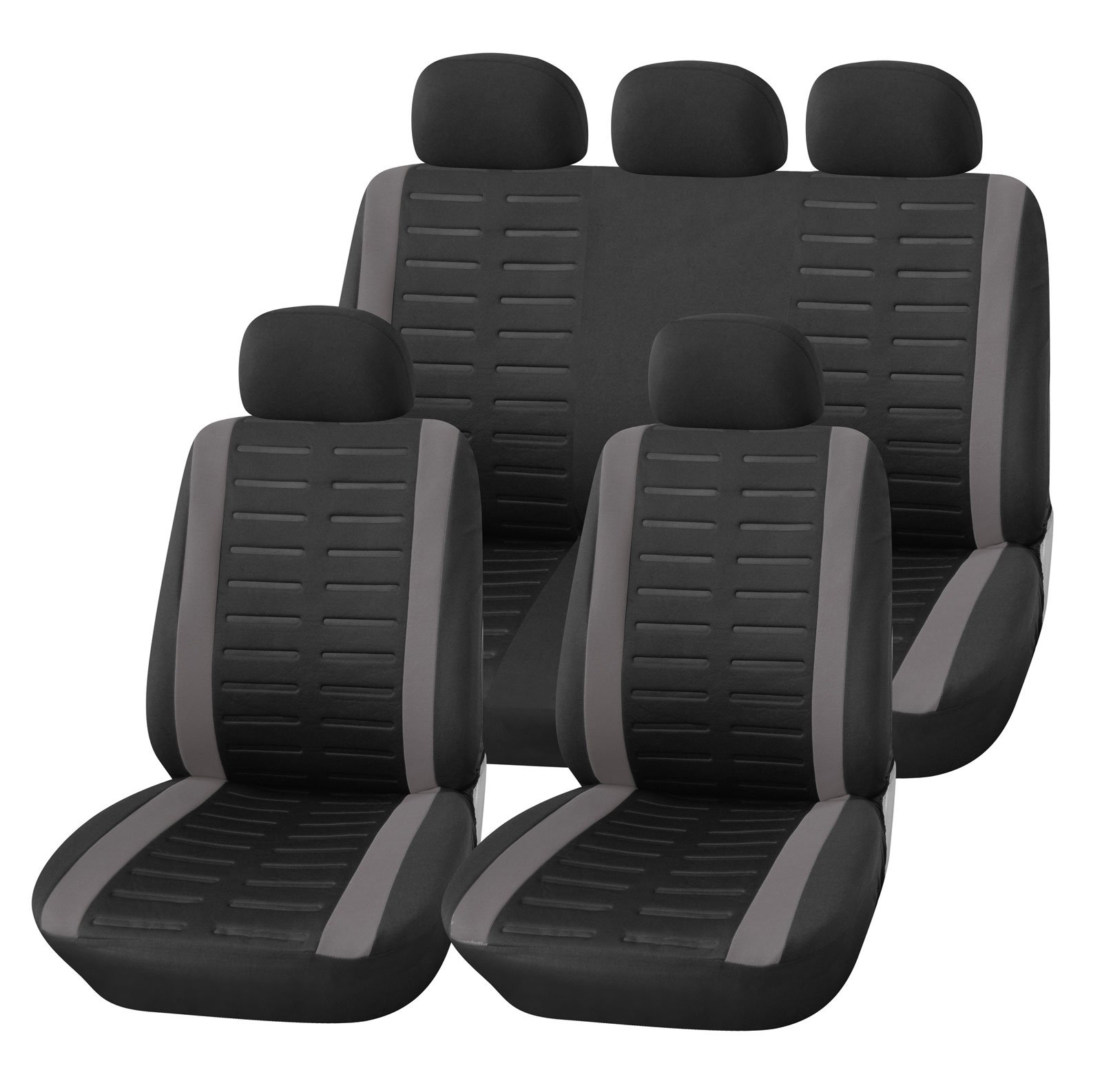 Upgrade4cars Car Seat Covers Full Set in Black and Grey Universal